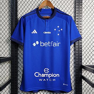 Nova Camisa Cruzeiro 1 Com Todos Patrocínios Azul Torcedor Masculina 2023 / 2024