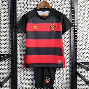 Novo Kit Infantil Sport Recife 1 Preto E Vermelho Camisa e Short 2023 / 2024