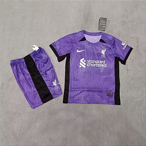 Kit Infantil Liverpool 3 Roxo Camisa e Short  2023 / 2024