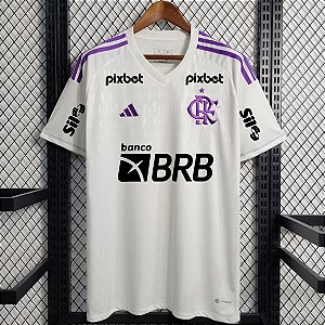 Nova Camisa Flamengo Goleiro Branca com todos Patrocínios Torcedor Masculina 2023 / 2024