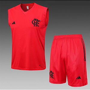 Kit Treino Conjunto Flamengo Vermelho Regata E Short Masculino 2023 / 2024