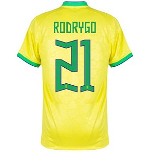 Nova Camisa Brasil 1 Amarela Rodrygo 21 Torcedor 2022 / 2023