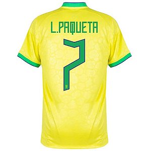 Nova Camisa Brasil 1 Amarela L.Paqueta 7 Torcedor 2022 / 2023