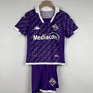 Novo Kit Infantil Fiorentina 1 Roxo Camisa e Short  2023 / 2024