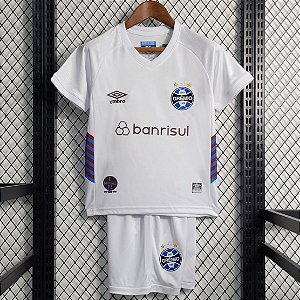 Novo Kit Infantil Grêmio 2 Branco Camisa e Short 2023 / 2024