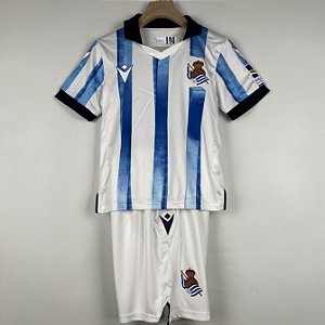 Novo Kit Infantil Real Sociedad 1 Camisa e Short  2023 / 2024