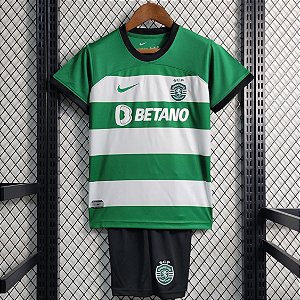 Novo Kit Infantil Sporting 1 Camisa e Short  2023 / 2024