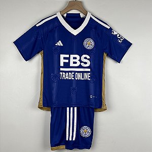 Novo Kit Infantil  Leicester City 1 Azul Camisa e Short  2023 / 2024