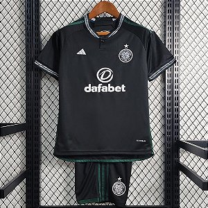 Novo Kit Infantil Celtics 2 Preto Camisa e Short 2023 / 2024