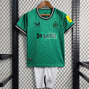 Novo Kit Infantil Newcastle 2 Verde E Branco Camisa e Short  2023 / 2024
