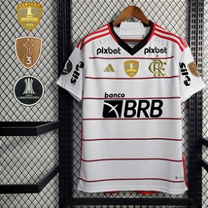 Nova Camisa Flamengo 2 Com Patch Libertadores E Todos Patrocinios Torcedor Masculina 2023 / 2024