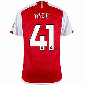 Nova Camisa Arsenal 1 Rice 41 Torcedor 2023 / 2024