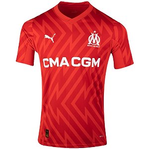 Nova Camisa Olympique de Marseille Goleiro 1 Vermelha Torcedor Masculina 2023 / 2024