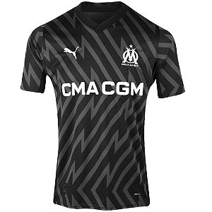 Nova Camisa Olympique de Marseille Goleiro 2 Preta Torcedor Masculina 2023 / 2024