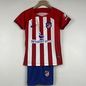 Novo Kit Infantil Atlético de Madrid 1 Camisa e Short  2023 / 2024