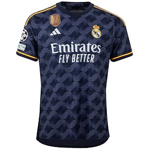 Nova Camisa Real Madrid 2 Com Patch UCL E Mundial De Clubes Torcedor Masculina 2023 / 2024