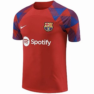 Nova Camisa Barcelona Treino Vermelha Torcedor Masculina 2023 /2024