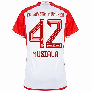 Nova Camisa Bayern De Munique 1 Branca Musiala 42 Torcedor 2023 / 2024