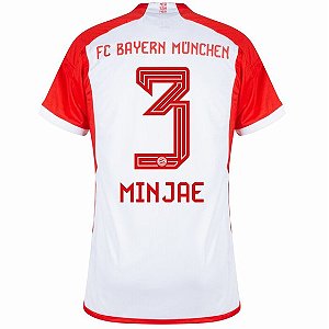 Nova Camisa Bayern De Munique 1 Branca Minjae 3 Torcedor 2023 / 2024