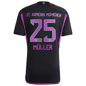 Nova Camisa Bayern De Munique 2 Preta Müller 25 Torcedor 2023 / 2024