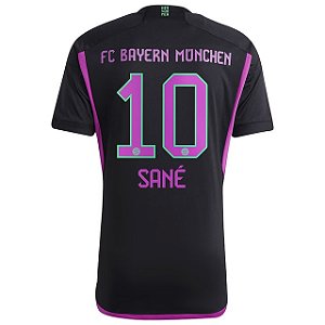 Nova Camisa Bayern De Munique 2 Preta Sané 10 Torcedor 2023 / 2024