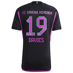 Nova Camisa Bayern De Munique 2 Preta Davies 19 Torcedor 2023 / 2024