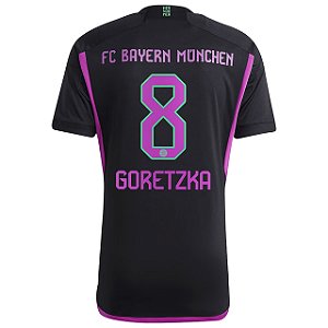 Nova Camisa Bayern De Munique 2 Preta Goretzka 8 Torcedor 2023 / 2024
