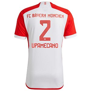 Nova Camisa Bayern De Munique 1 Branca Upamecano 2 Torcedor 2023 / 2024
