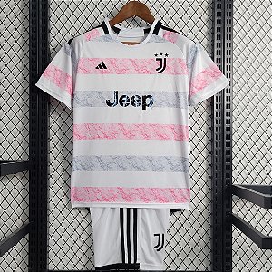 Novo Kit Infantil Juventus 2 Branco Camisa e Short  2023 / 2024