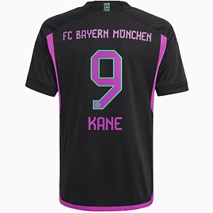 Nova Camisa Bayern De Munique 2 Preta Kane 9 Torcedor 2023 / 2024