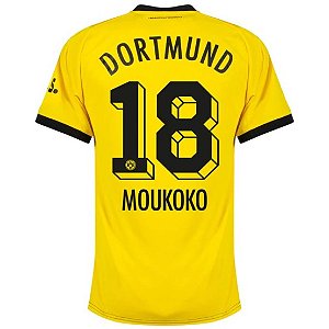 Nova Camisa Borussia Dortmund 1 Moukoko 18 Torcedor 2023 / 2024