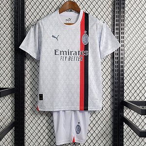 Novo Kit Infantil Milan 2 Branco Camisa e Short  2023 / 2024