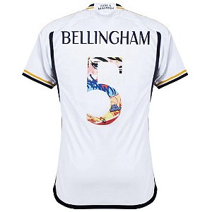 Nova Camisa Real Madrid 1 Pré-Temporada Bellingham 5 Torcedor 2023 / 2024