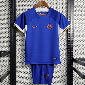 Novo Kit Infantil Chelsea 1 Camisa e Short  2023 / 2024
