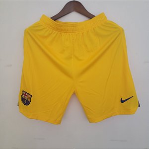 Novo Short Barcelona 4 Amarelo Masculino 2023 /2024