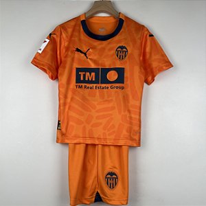Kit Infantil Valencia 3 Laranja Camisa e Short  2023 / 2024