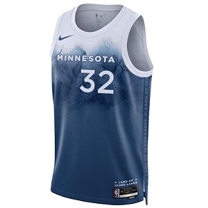 Nova Regata Basquete NBA Minnesota Timberwolves Towns 32 Edição Jogador Silk 2023 / 2024