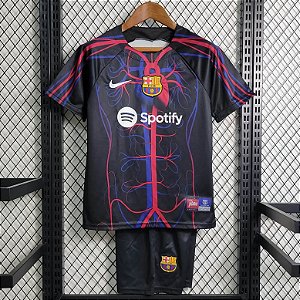 Novo Kit Infantil Barcelona Edição Especial Camisa e Short  2023 / 2024