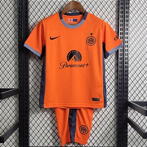 Novo Kit Infantil Inter De Milão 3 Camisa e Short  2023 / 2024