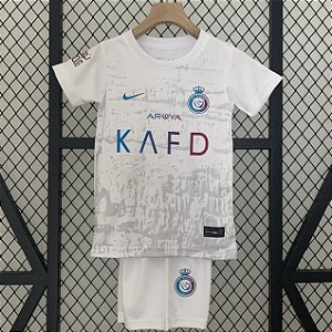 Novo Kit Infantil Al-Nassr 3 Camisa e Short 2023 / 2024 - CRISTIANO RONALDO CR7
