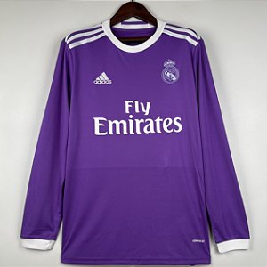 Camisa Manga Comprida Real Madrid 2 Retrô 2016 / 2017