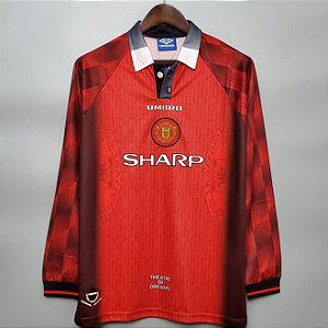 Camisa Manga Comprida Manchester United 1 Retrô 1996