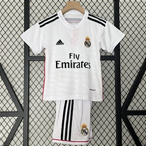 Kit Infantil Real Madrid 1 Retrô Camisa e Short 2014 / 2015