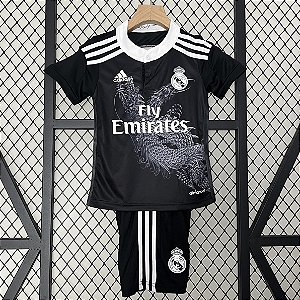 Kit Infantil Real Madrid 3 Retrô Camisa e Short 2014 / 2015