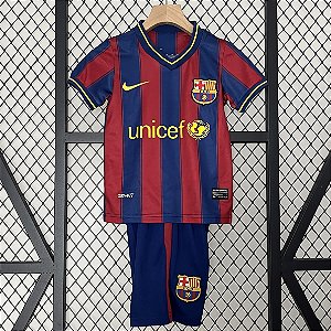 Kit Infantil Barcelona 1 Retrô Camisa e Short 2009 / 2010