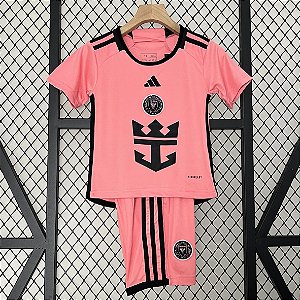 Novo Kit Infantil Inter Miami 1 Rosa Camisa e Short  2024 / 2025 - Messi