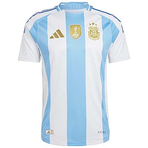 Nova Camisa Argentina 1 Com Patch Campeão do Mundo Copa America 2024