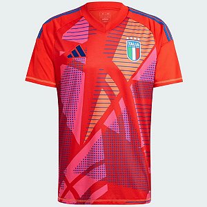 Nova Camisa Itália Goleiro Vermelha Eurocopa Torcedor Masculina 2024