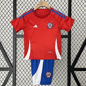 Novo Kit Infantil Chile 1 Copa America Camisa e Short 2024
