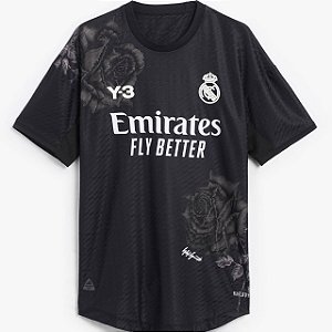 Nova Camisa Real Madrid 4 Goleiro Preta Collab Y-3 Torcedor Masculina 2024 / 2025